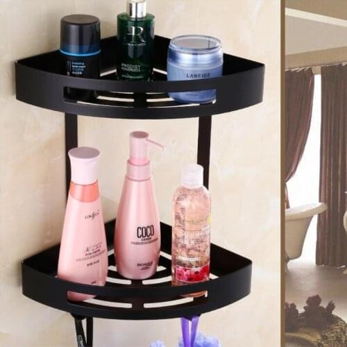 Free Shipping Wall Mounted Black/gold/Chrome/rose gold four single and double layer Stainless Steel Bathroom Storage Holder