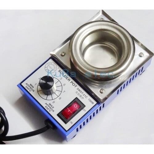 AC 220V 150W Solder Pot Soldering Desoldering Bath Tin Furnace 50mm ST21C Silver SWDT-21C