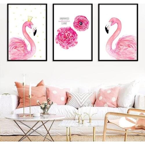 Nordic Ins Style Home Decor Poster Simple Flower Crown Flamingo Canvas Painting Living Room Bedroom Wall Art Pictures Dormitorio