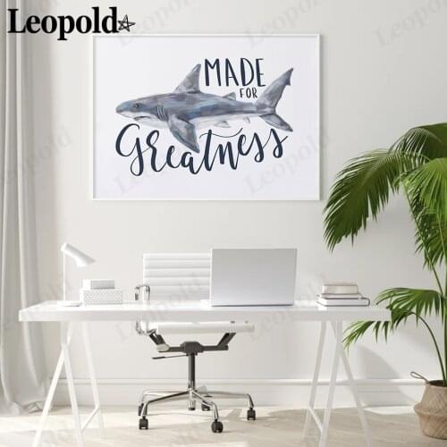 Simple Member Unit Canvas Decoration Poster Great White Shark Painting Print Wall Art Modern Living Room Home Decoration
