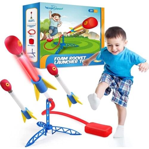 Rocket Launcher Stomp Launch With 3 LED Foam Tipped Rocket Pedal Games Novelty Funsy Outdoors Sports Toys For Kids Boys Children