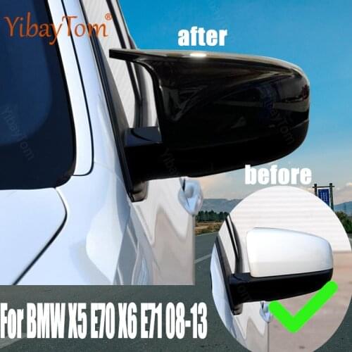 Horn shape Replacement Rearview Mirror cover Caps M style Black 2pcs For BMW X5 E70 X6 E71 2008 2009 2010 2011 2012 2013