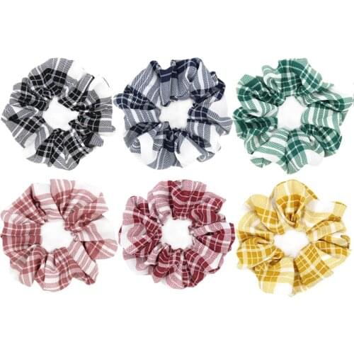 Furling Girl 1PC Pure Cotton Elastic Light Hair Bands Women Plaid Hair Scrunchies Print Hair Accessories