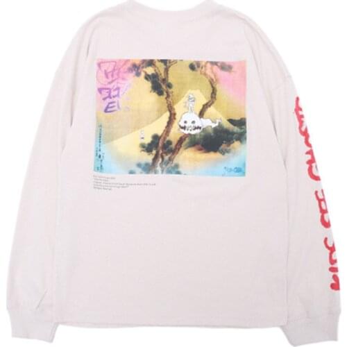 Hip Hop P Kanye West KIDS SEE GHOSTS T-shirt Men Women Pullover Long sleeve shirt Murakami Takashi watercolor printing Tee