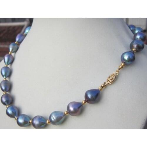 Fine jewelry 18'' HUGE AAA++ 10-13 MM TAHITIAN SOUTH SEAS BLACK PEARL NECKLACE AAAAAAAA Free shipping