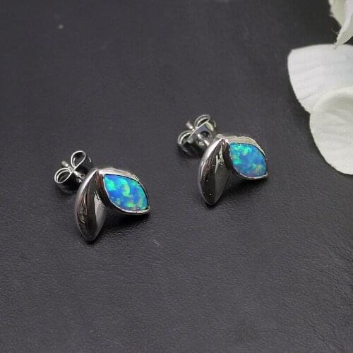 Hermosa Special Design Blue Opal Silver Color Earrings For Women Fashion Jewelry 12mm ME016