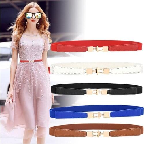 Women Ladies Retro Leather Waist Belt Body Simple Elastic Belt Retro Slim Dress Waistband Decorative Solid Casual Pants Belts #L