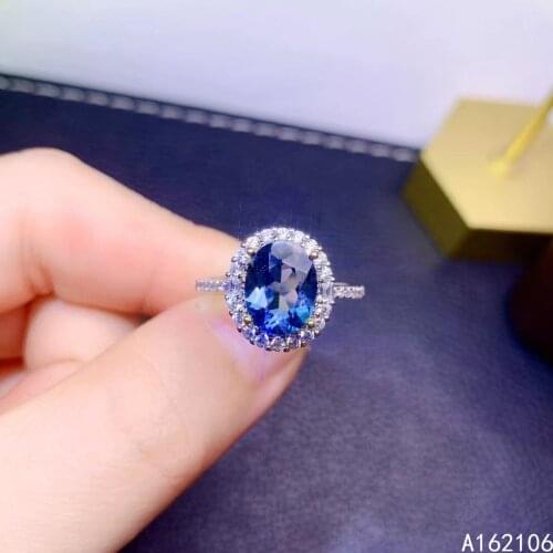 925 Pure Silver Chinese Style Natural London Blue Topaz Womens Luxury Lovely Oval Adjustable Gem Ring Fine Jewelry Support Dete