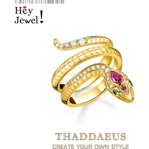 Golden Snake Ring Fine Jewerly For Women,2021 Summer Brand New Bohemia Symbol of Seduction Wisdom Gift In 925 Sterling Silver