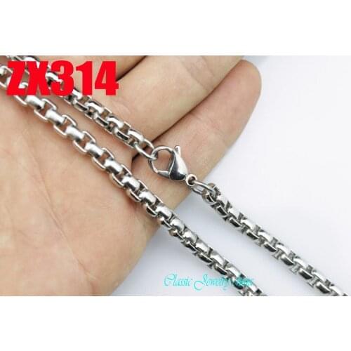 16"-38" 5.5mm round box chain stainless steel necklace fashion Sweater chain 20pcs ZX314