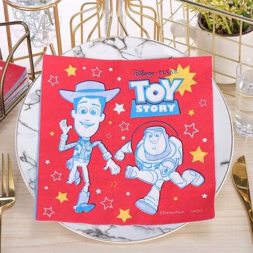 20Pcs/lot Cartoon Printed Towels Wedding Decoupage Paper Napkins For Baby Shower Birthday Decoration Kids Party Supplies