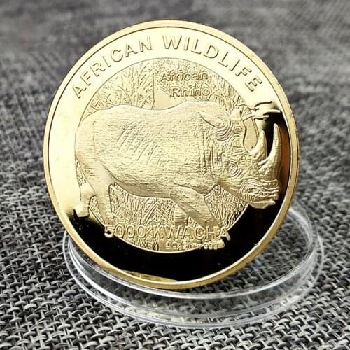 2016 Zambia Republic 1oz.999 African Rhinoceros 10000 Kwacha Animal Commemorative Replica Coin Metal Souvenir Gift Collection