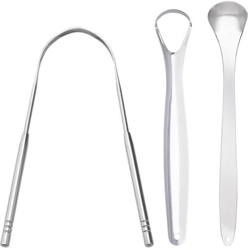 3PCS/Set Portable Tongue Scraper Stainless Steel Oral Tongue Cleaner Medical Mouth Brush TongueToothbrush Oral Hygiene