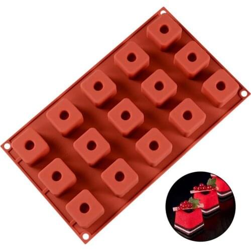 3D Square Silicone Molds 5 Cavities Concave Cake Molds for Sponge Cakes Mousse Chocolate Dessert Bakeware Pastry Mould