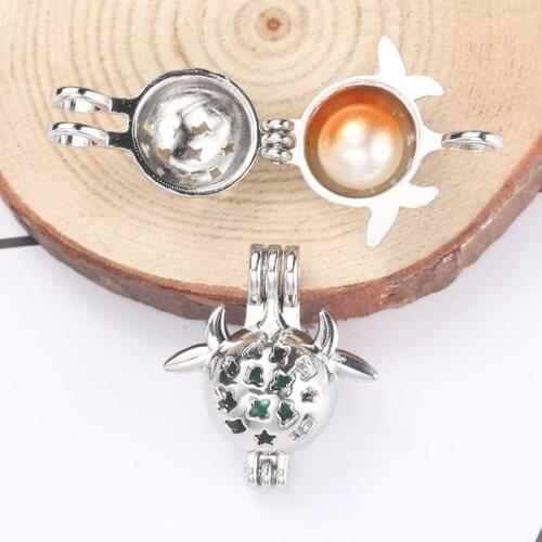 5pcs Creative Pearl Cage Pendant Jewelry Making Beads Cage Necklace Aromatherapy Essential Oil Diffuser Box Oyster Pearl