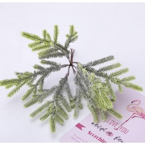 6/30pcs Artificial Green Plant Flower Plastic Pine Needles For Wedding Decoration Christmas DIY Candy Box Accessories