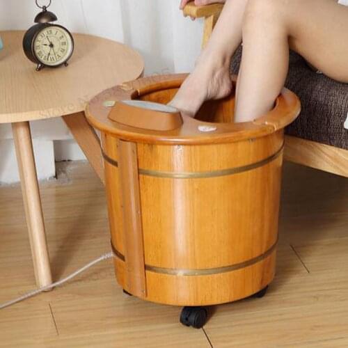 Automatic heating oak footbath barrel massage footbath constant temperature electric household deep wooden barrel Wu Xin same fo
