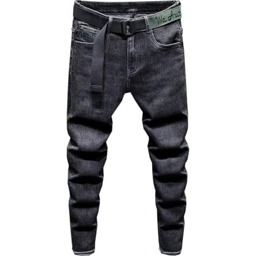 Denim Jeans 2021 mens self-cultivation feet brand autumn winter stretch straight embroidery casual teenager long pants