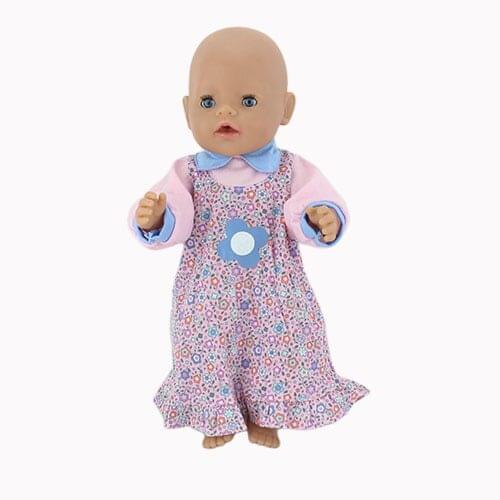 Purple Flower Jumpsuits Fit For born baby 43cm Doll Clothes Doll Accessories For 17inch Baby Doll