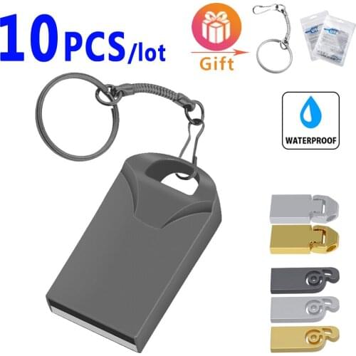 10pcs USB Flash Drive Super mini Pen Drive 64GB 32GB 16GB 8GB 4GB Pendrive Waterproof USB Memory Stick cle usb free logo
