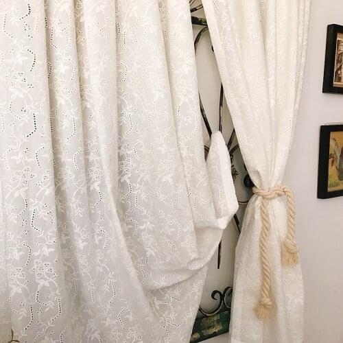 French Korean princess style cortinas pure cotton embroidery hollowed out curtains for garden door partition cabinet kitchen