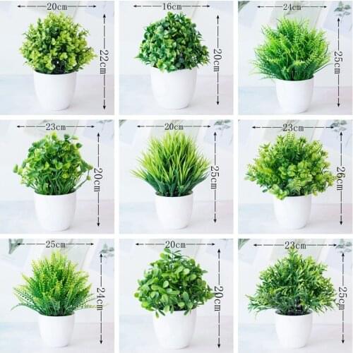 Green Leaves Grass Artificial Plants Bonsai Home Garden Decoration Accessories Bedroom Living Room Small Desktop Bonsai