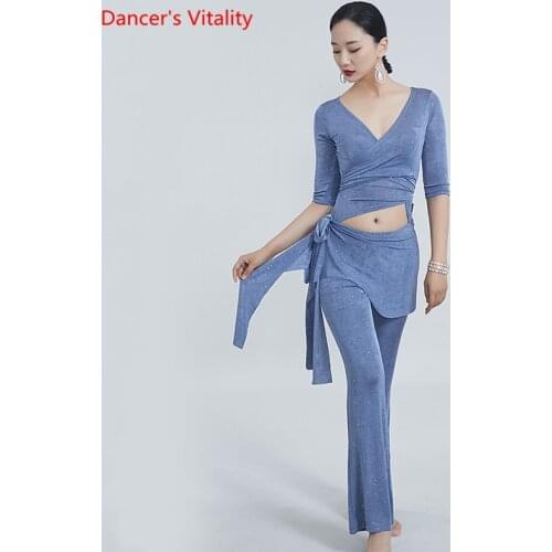 Belly Dance Jumpsuit V-Neck Rompers Half Sleeve Practice Clothes Oriental Dancing Female Adult Elegant Performance Clothing