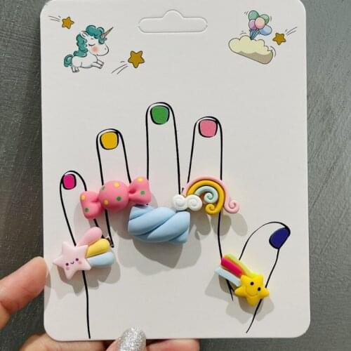 1Pcs Cute Kids Rings Rainbow Sugar Shooting Star Children Ewelry Fashion Multicolor Ring Girls Gifts Princess Decoration Kinds