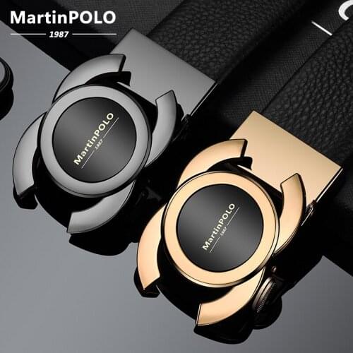 MartinPolo Business Brand Automatic Buckle Fashion Men Leather Belt Gentleman Leather Waistband Design Strap Belt MP03701P