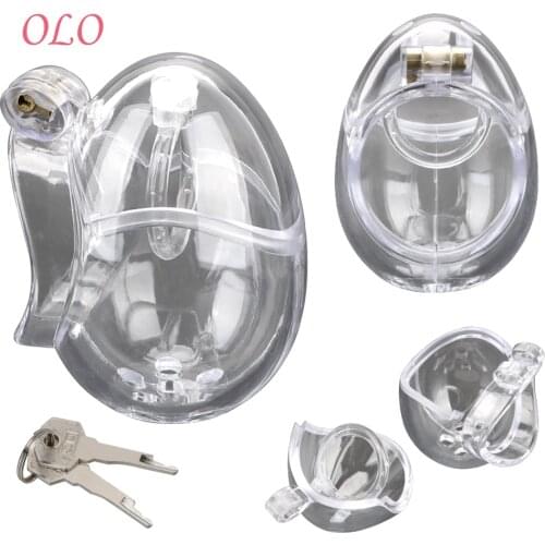 OLO Male Chastity Cage Lock Devices Fully Restraint Penis Cage Scrotum Ball Stretcher Sex Toy For Men Cock Rings With Thorn Ring