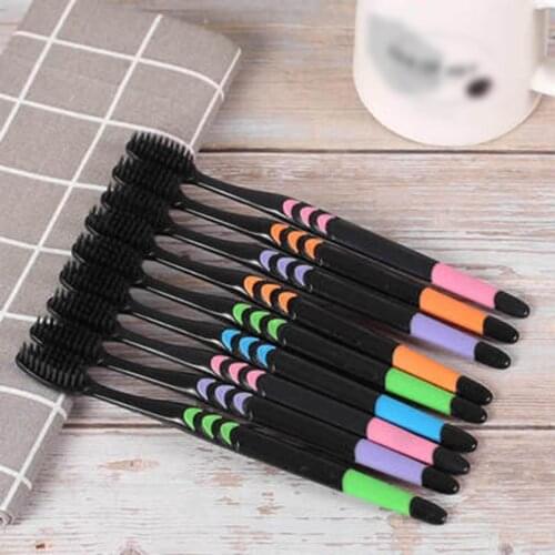 Bamboo Charcoal Toothbrush Soft Toothbrush Adult Household Cleaning Toothbrush Household PBT Milled Fiber