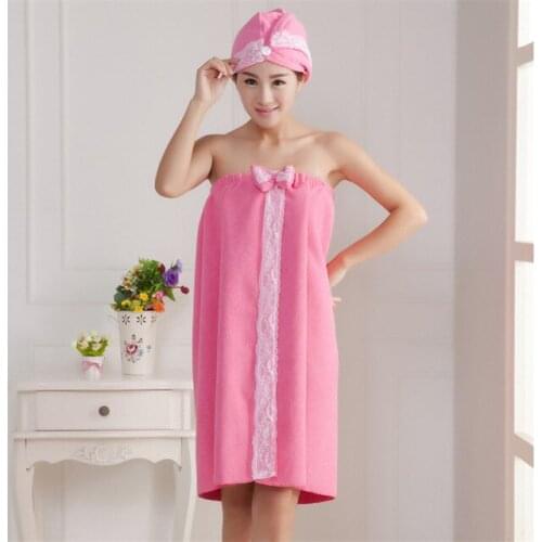 Microfiber Bath Towle Set Fashion Lace Edge Chest Wrap Bath Skirt With Fast Drying Hair Towels Absorbent Bath Shower Towels