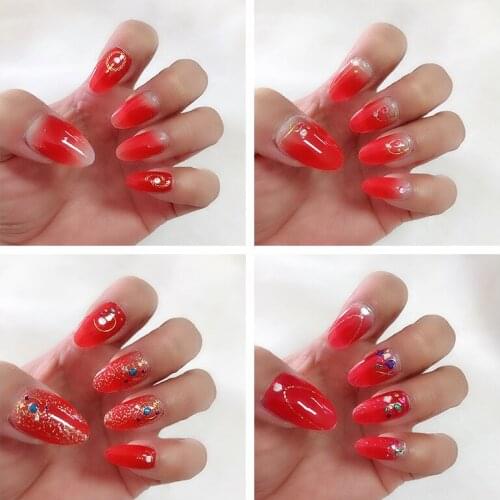Glass Paper 3D Nail Art Stickers Shinning Red Gold Stars and Moon Image Nails Stickers for Nails Sticker Decorations Manicure