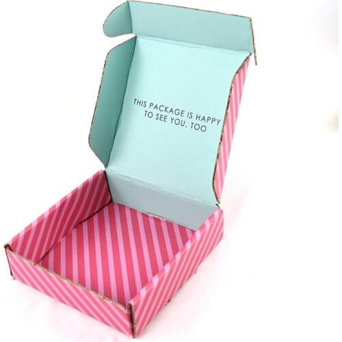 OEM Custom Logo Printed Rigid Paper Packaging Purple Pink Mailing Boxes Corrugated Paper Postal Shipping Box