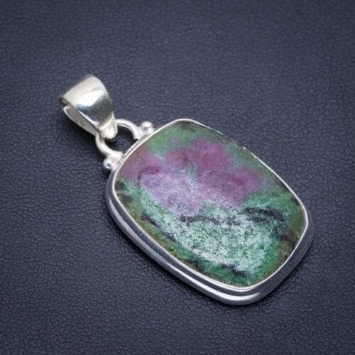 Natural Ruby Zosite Handmade Unique 925 Sterling Silver Pendant 1.5" A1623