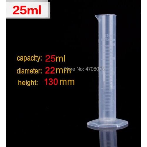 PP graduated cylinder with scale mark Plastic lab measuring tool transparent for chemical experiment School Supplies 25ml 12pcs