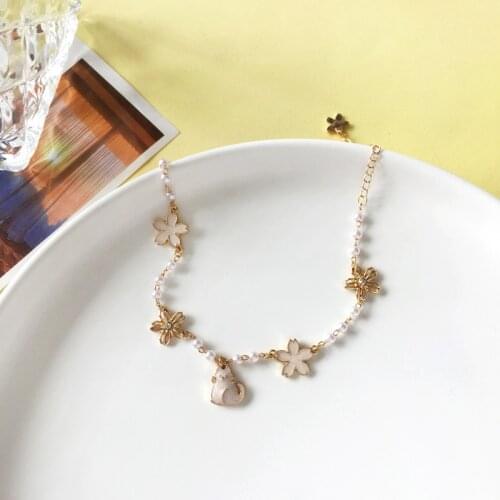 Simple Elegant Cute Cat Flower Bracelet Bangles For Women Girl Student Jewelry Accessories Good Gift 2021 New Summer