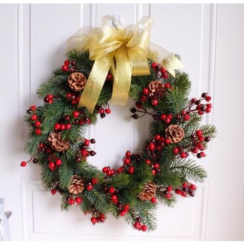 18inches Christmas Pine Cones Wreath for Home Door Window Decoration Christmas Tree Decor Supplies for Market Flower Garland