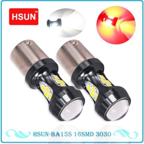 HSUN 2pcs 1156 BA15S LED BAU15S BAY15D Bulbs Auto Fog P21/5W LED Tail Turn S25 P21W Light R5W Lamp parking Reserve Lights 12-24V