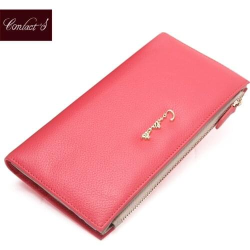 Spring Colorful Genuine Leather Womans Clutch Versatile Handbag Female Coin Purse Long Zipper And Hasp Card Holder Phone Pocket