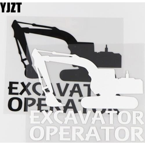 YJZT 15×12.2CM EXCAVATOR OPERATOR Vinyl Car Sticker Waterproof Decal Funny Cartoon Black/Silver 4C-0172