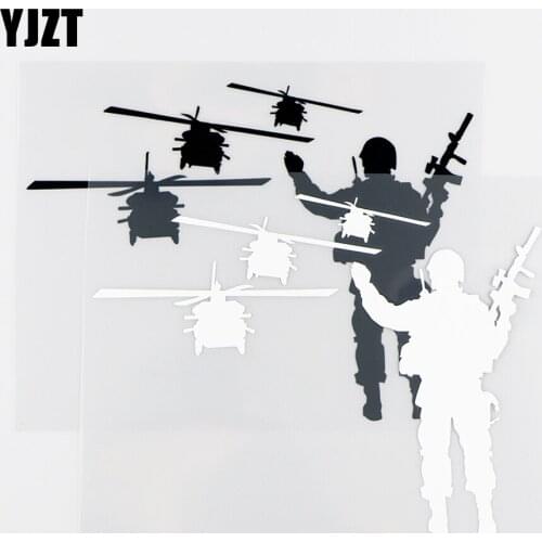 YJZT16X12CM Vinyl Decal Soldier Helicopter Air Army Air Force Car Stickers Black / Silver 10A-0182