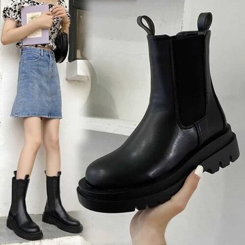 Womens boots round head platform womens boots luxury brand high top shoes non slip womens Chelsea boots botas
