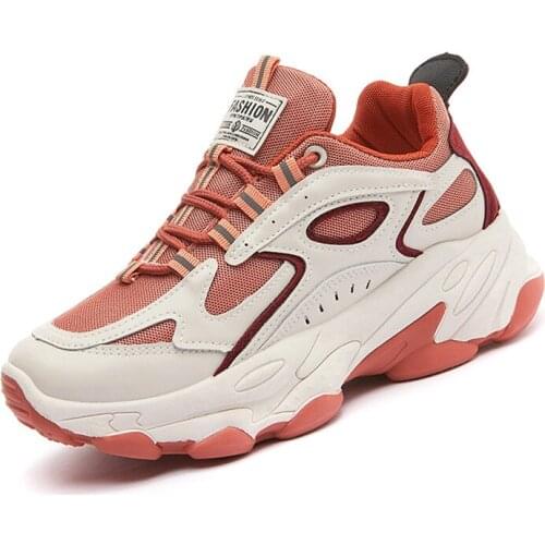 2021 New Womens Chunky Sneakers Thick Bottom Platform Vulcanize Shoes Fashion Breathable Casual Shoes For Woman Female