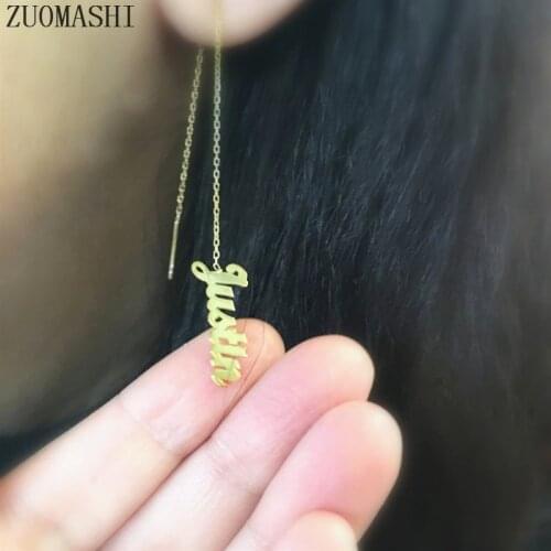 Threader Earrings Custom Name Earrings Line Threader Dangle Earrings Personalized Name Jewelery For Women Chain Earrings