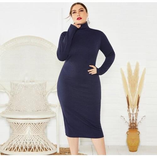 Elastic Women Knitted Autumn Dress Winter Large Size 5XL Pencil Knee Length Tight Dresses Elegant Thin Female Wrap Slim Vestidos