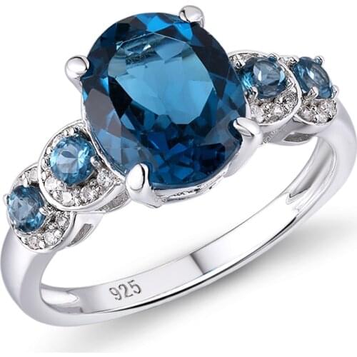GZ ZONGFA high quality 925 Sterling Silver Ring Luxury Silver Fine Jewelry Ring Natural Blue Topaz Engagement Ring for Women