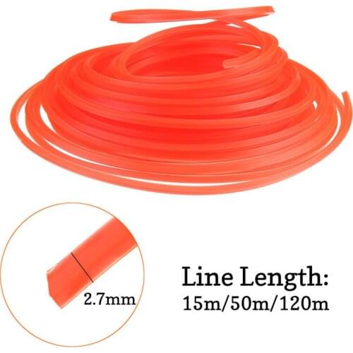 2.7mm 50m/120m Mowing Nylon Rope Line Strimmer Brushcutter Trimmer Long Round Roll Square Grass Trimmer Head Nylon line