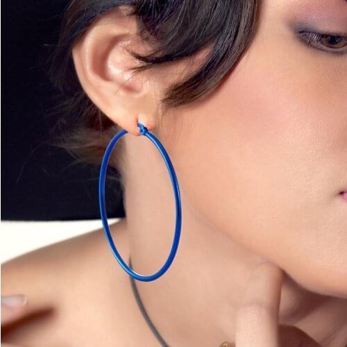 2021 Trendy Large Hoop Earrings Big Smooth Circle green Blue Ear ring Celebrity Brand Loop Earrings for Women’s Ear Jewelry gift