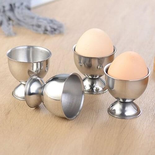 4Pcs Egg Cups Reusable Eggs Holder Tray Egg Boiled Storage Jars Containers Stainless Steel Metal Glass Kitchen Wine Beer Goblet